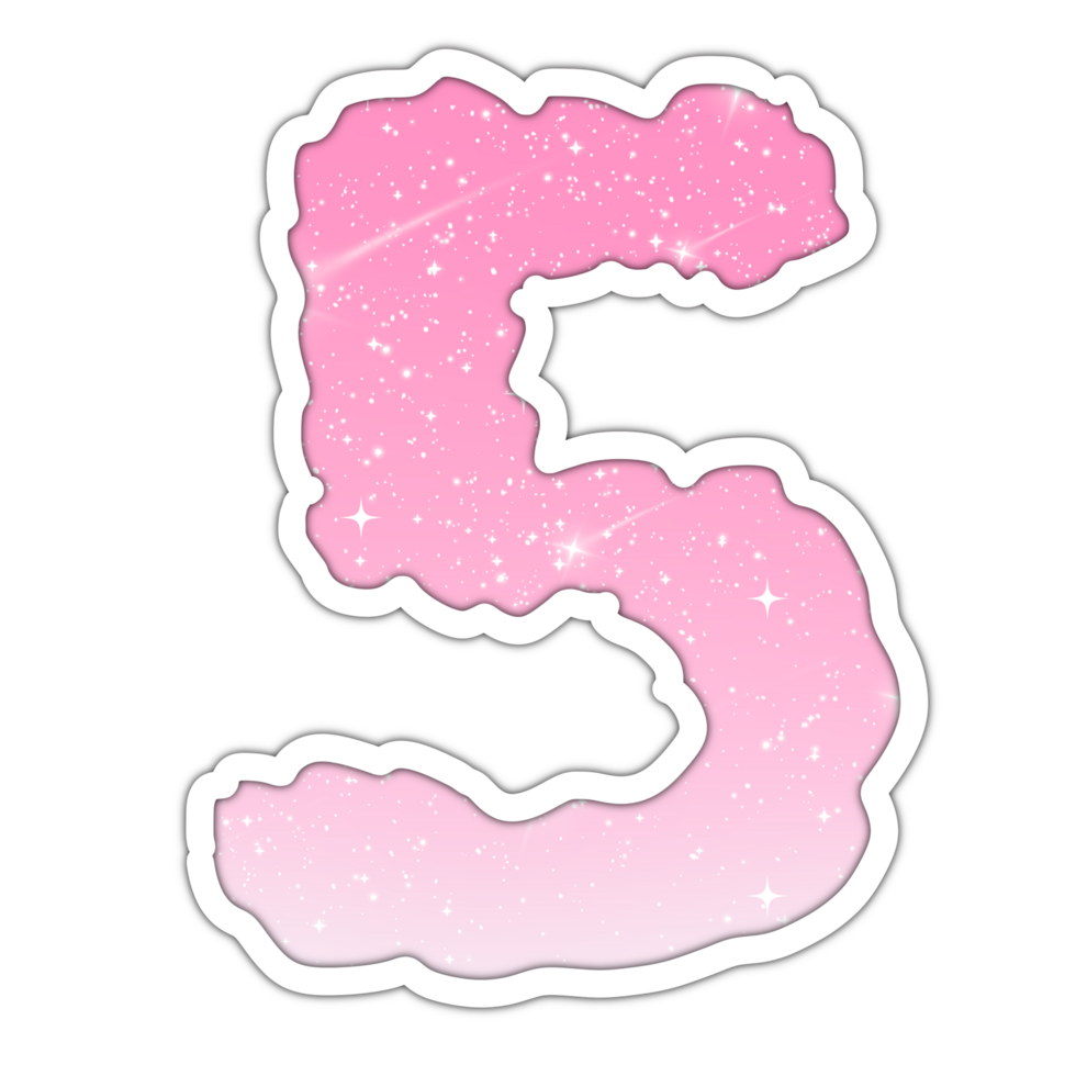 Letter number Alphabet pink gradient glitter for valentine png