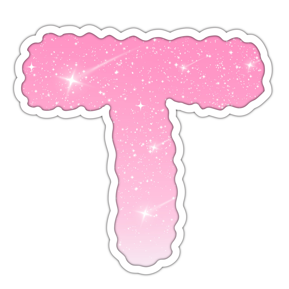 Letter number Alphabet pink gradient glitter for valentine png