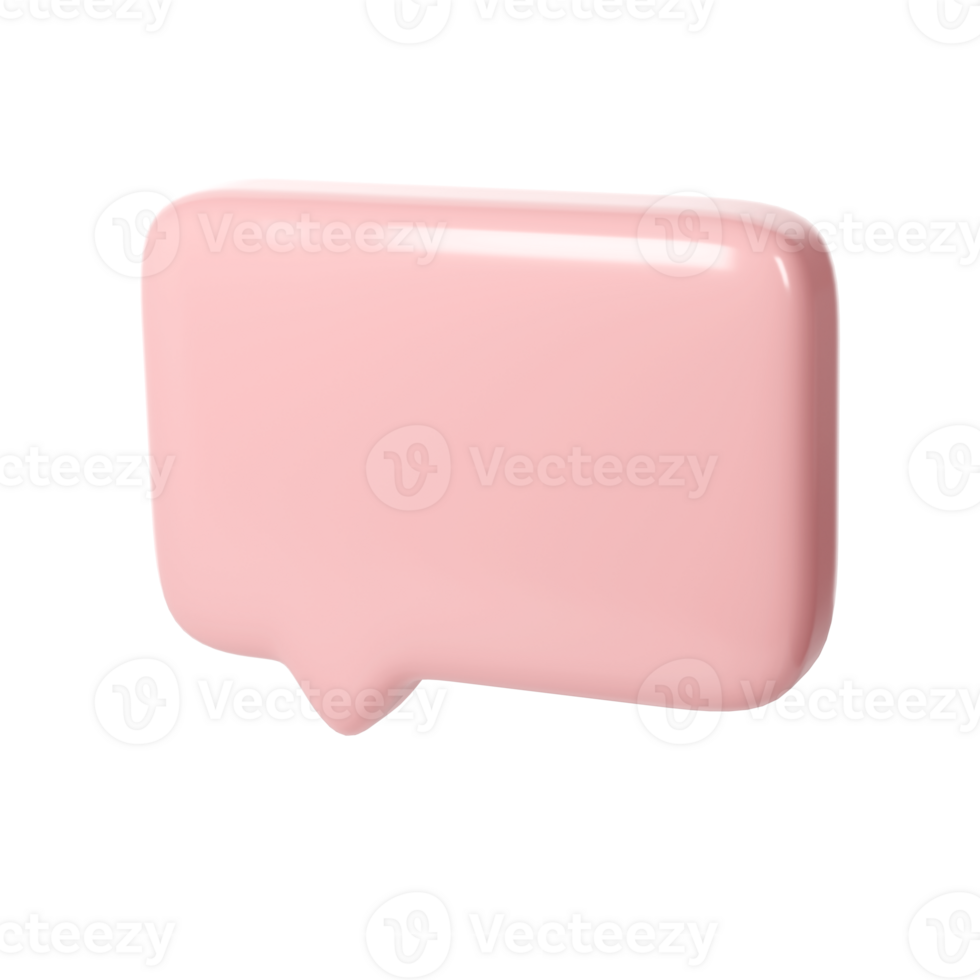 3D pink text bubble frame. Social media online platform concept icon, communication on application. For Valentine, web design, wedding, sticker, greeting card png
