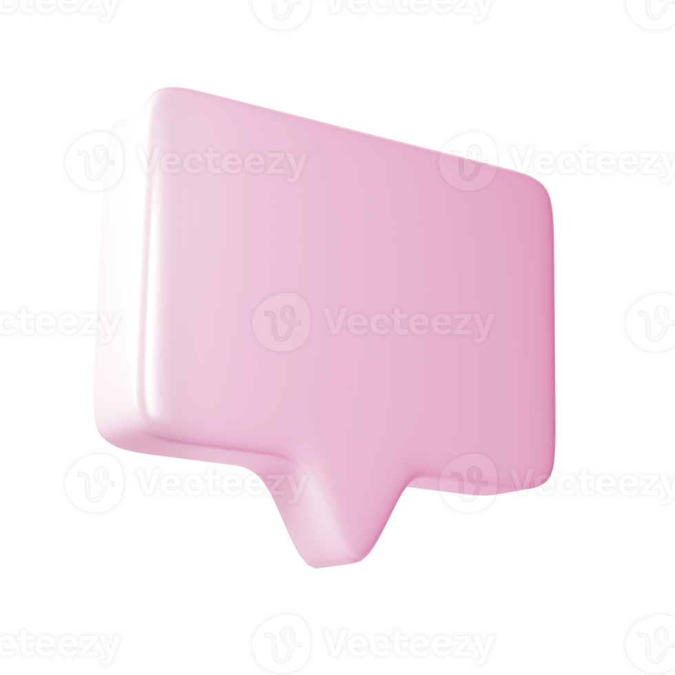 3D pink text bubble frame. Social media online platform concept icon, communication on application. For Valentine, web design, wedding, sticker, greeting card png