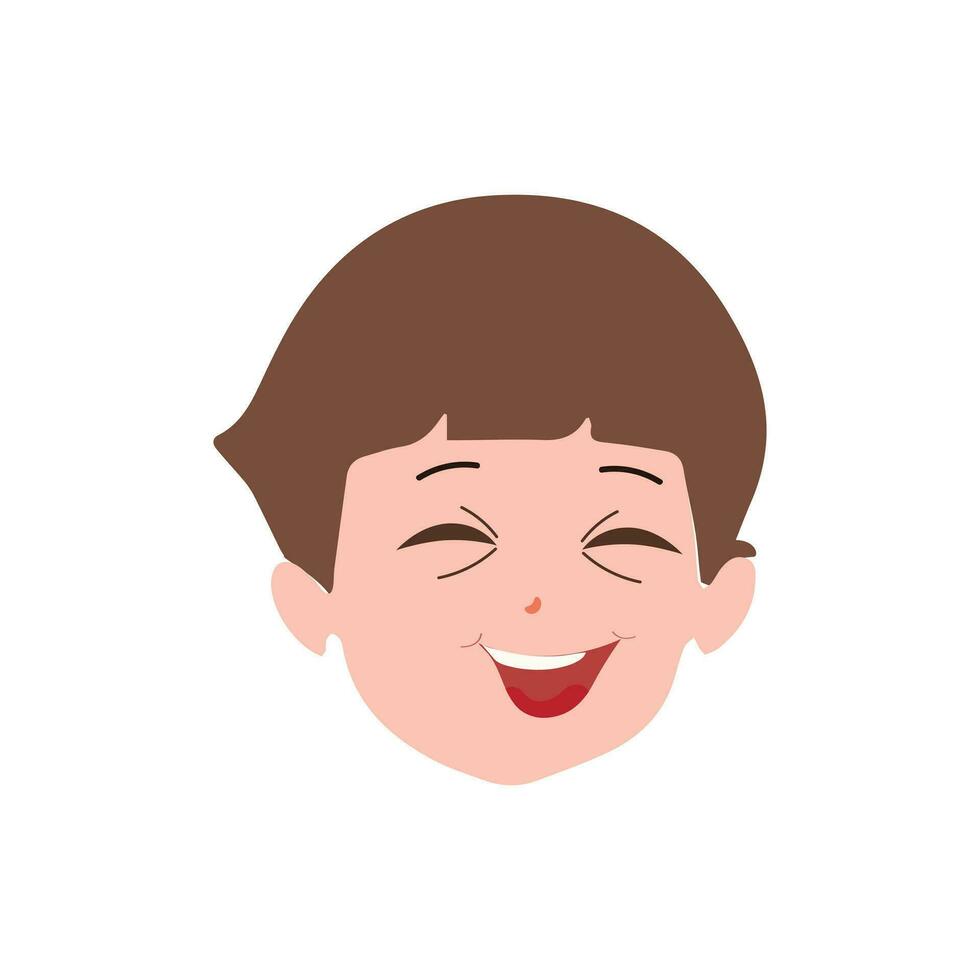 Cute little boy facial expressions. Vector of kid faces illustration with different emotions such as happy, smiling, laughing, winking, angry, confused, worried.