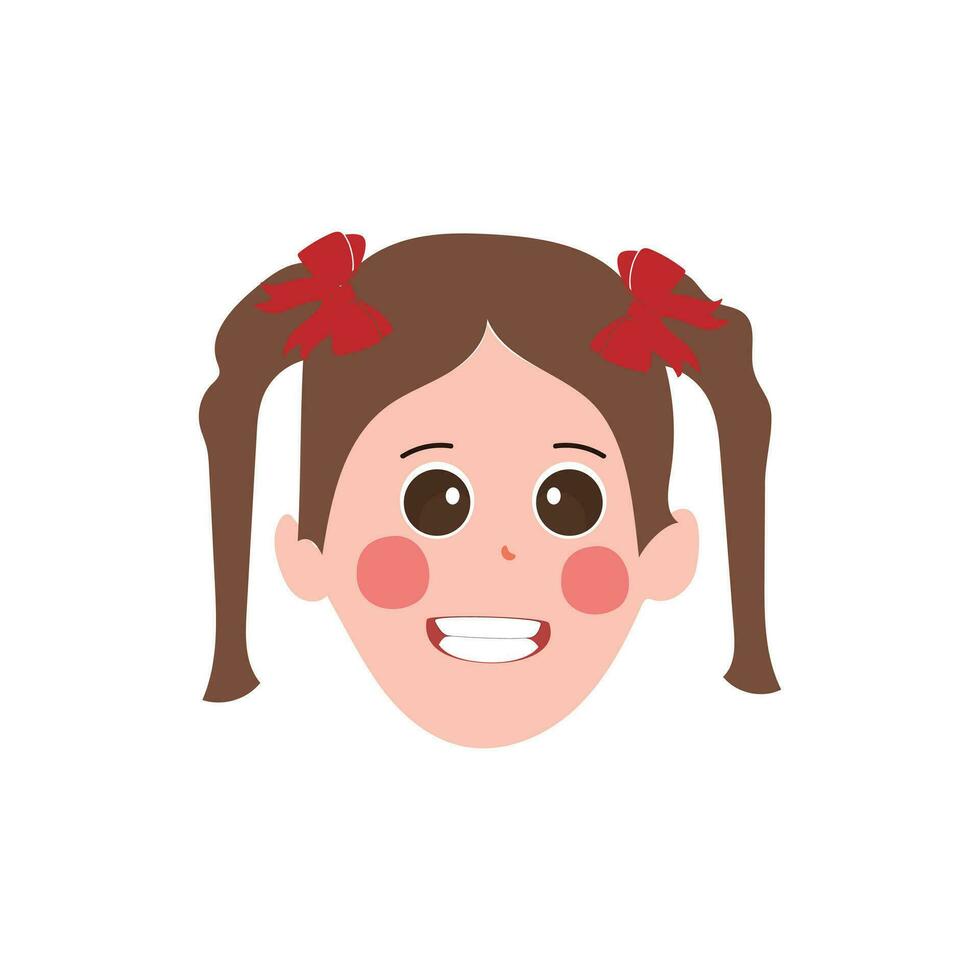 Little girl face expression, set of cartoon vector illustrations isolated on white background. Kid emotion face icons, facial expressions.