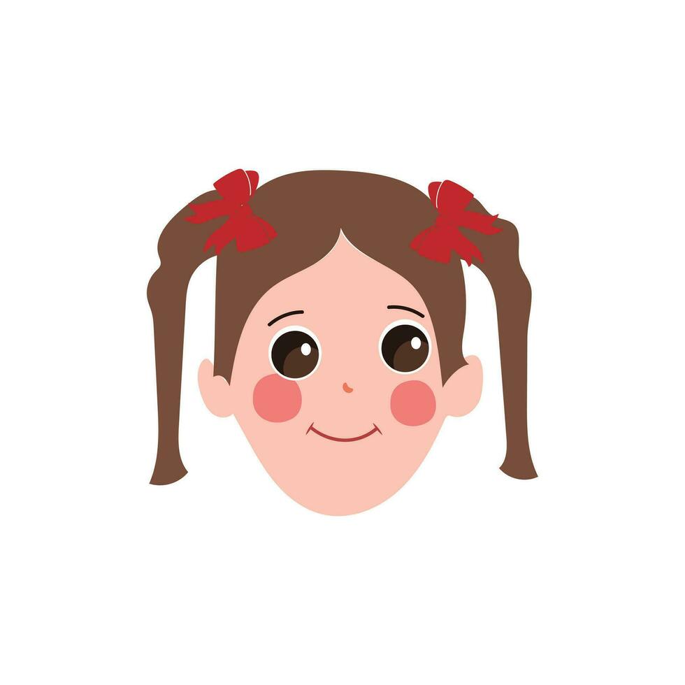 Little girl face expression, set of cartoon vector illustrations isolated on white background. Kid emotion face icons, facial expressions.