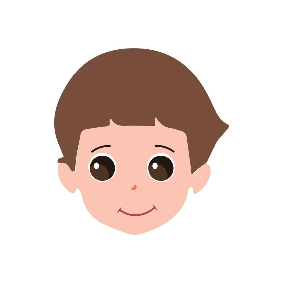 Cute little boy facial expressions. Vector of kid faces illustration with different emotions such as happy, smiling, laughing, winking, angry, confused, worried.