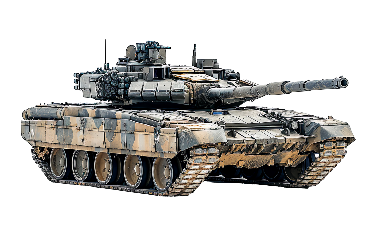 AI generated Steel on the Battlefield Army Tank in Action, Camouflaged War Machine png