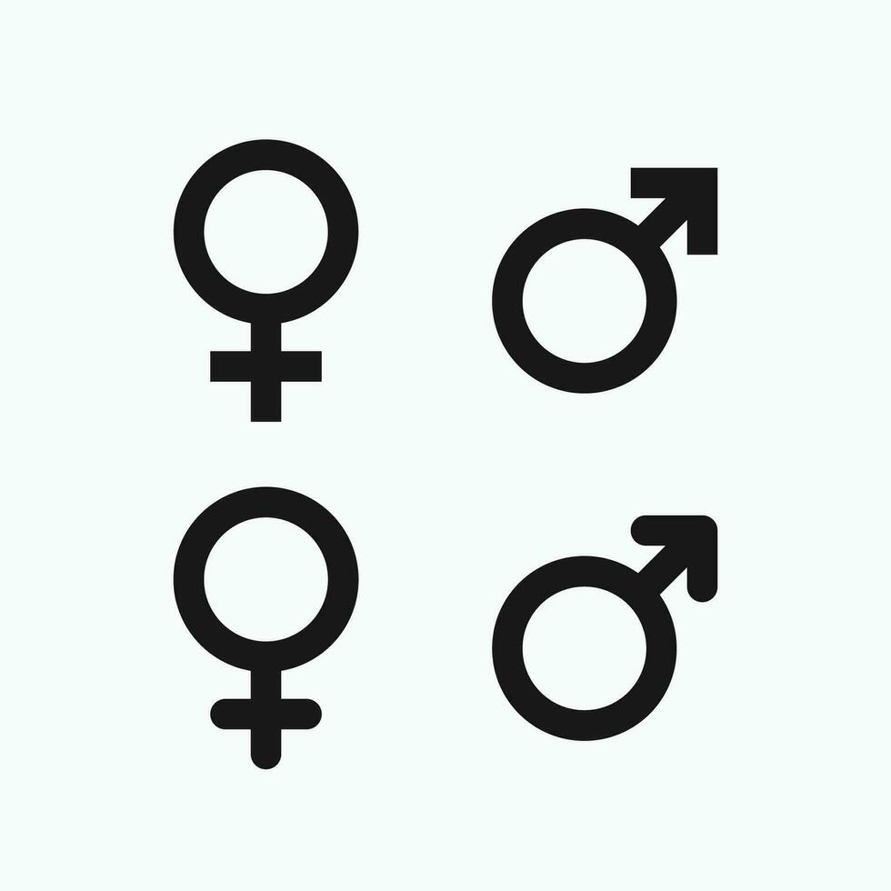 masculino y hembra símbolo colocar. género icono en de moda plano estilo. vector ilustración