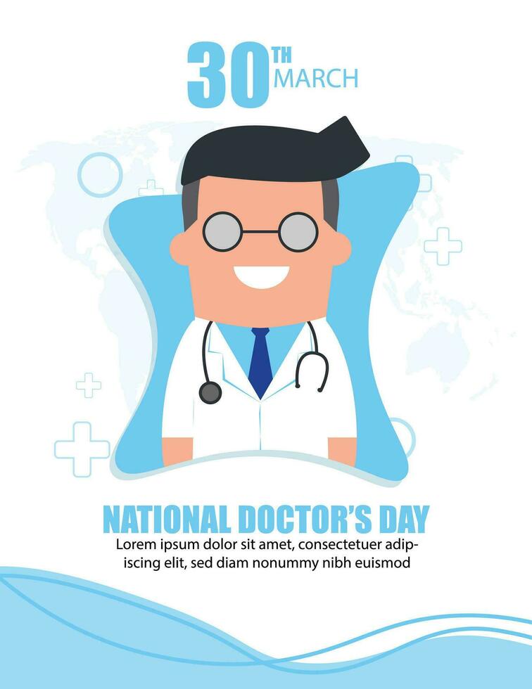 Banner template National Doctor's Day. Vector illustration in flat style on a white background.