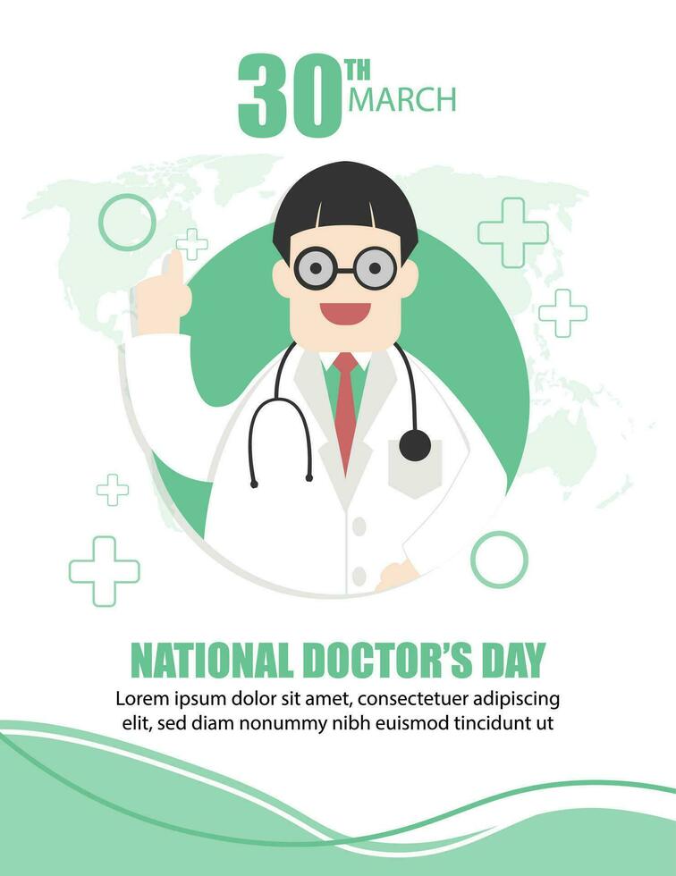 National Doctor's Day. Vector illustration in flat style on a white background.