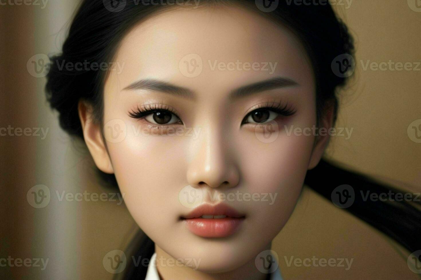 AI generated Stunning beautiful young Asian woman with high contrast shadow and fashionable style. Pro Photo