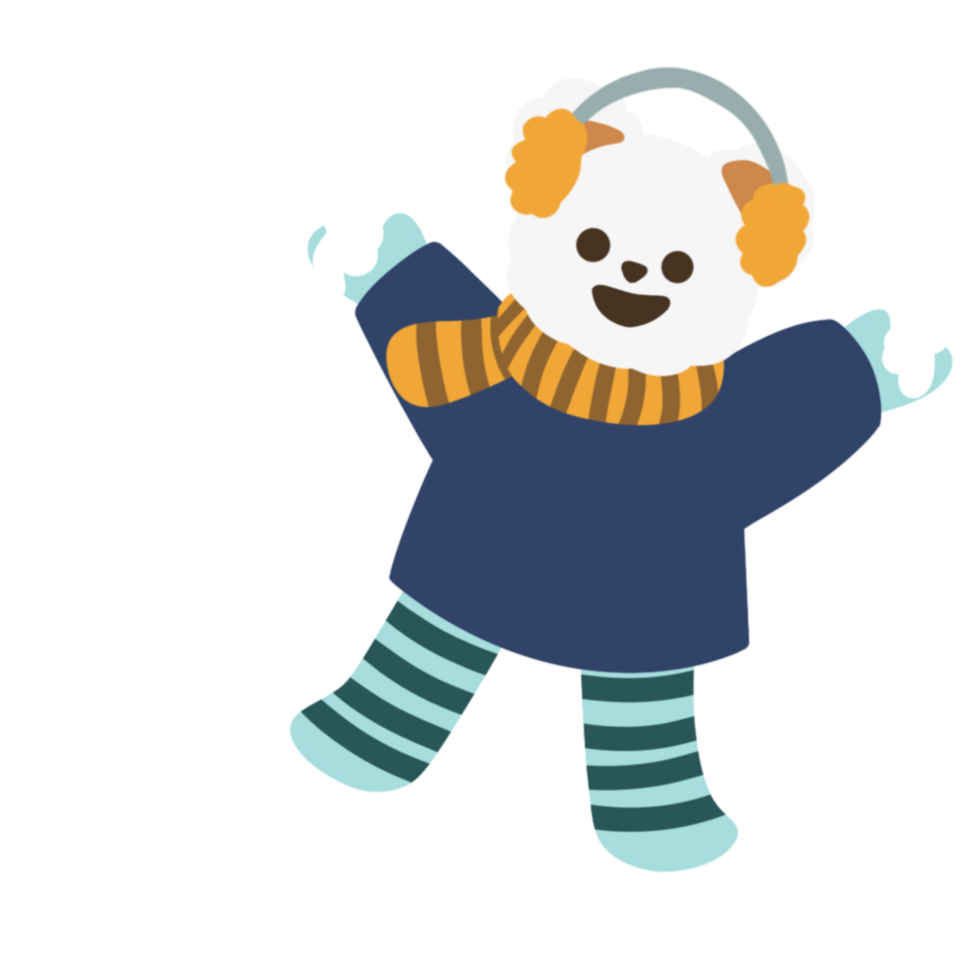 Cute bear playing snow illustration png