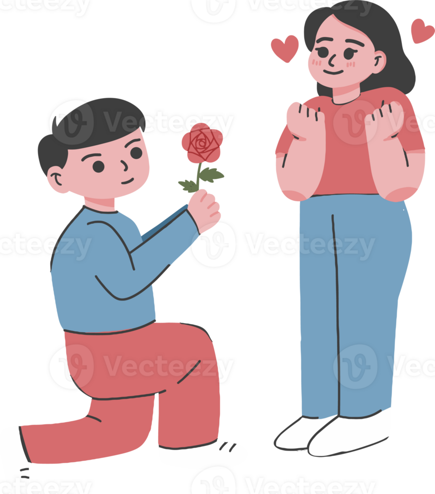 Sweet couple proposal for marriage png