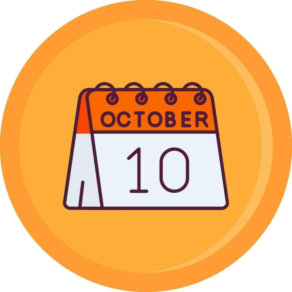 10 de octubre línea lleno icono vector