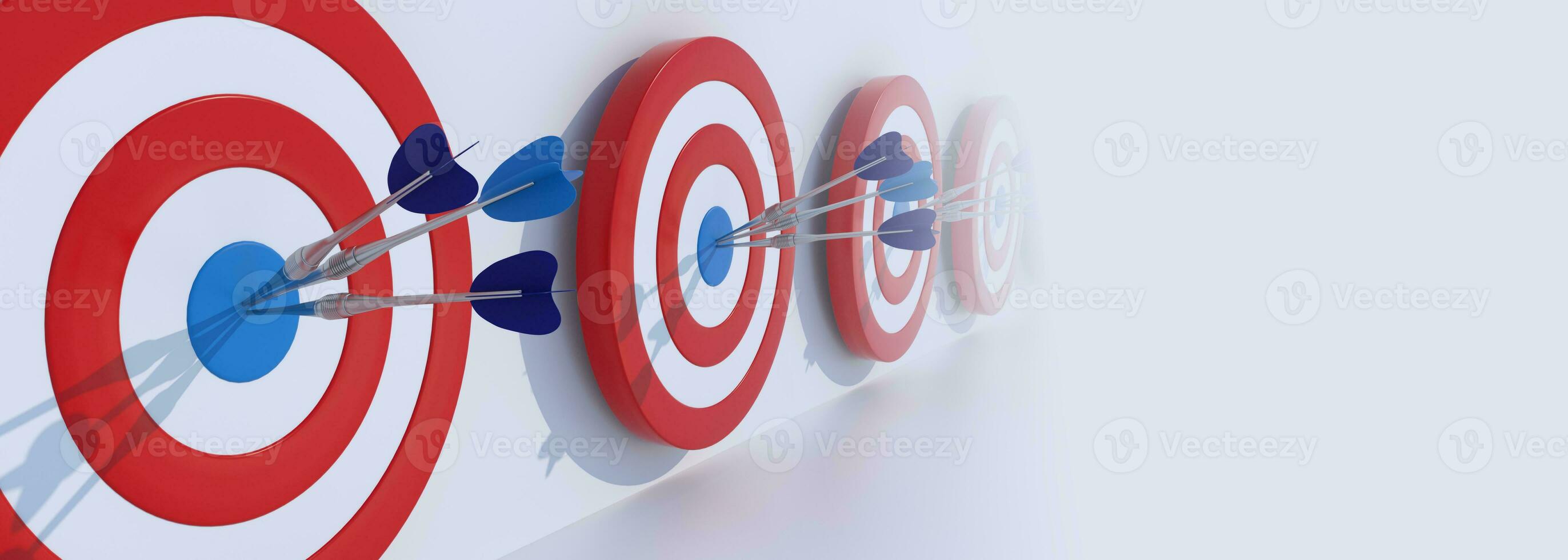 Arrow hit the center of target on white background. Business target achievement concept. photo
