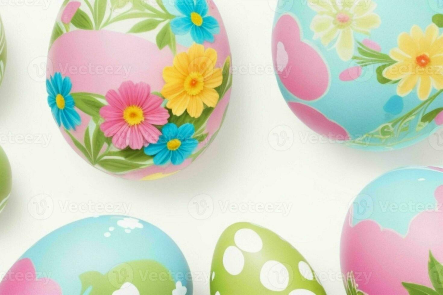 AI generated Easter egg day colorful concept background with copy space. Pro Photo