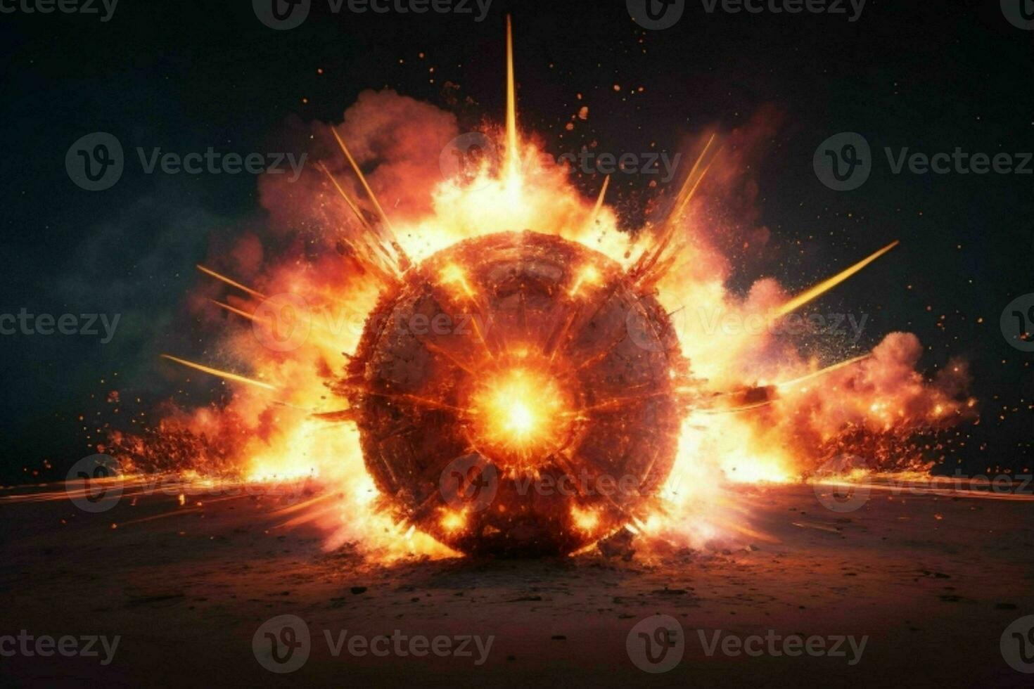 AI generated Explosion effect background. Pro Photo