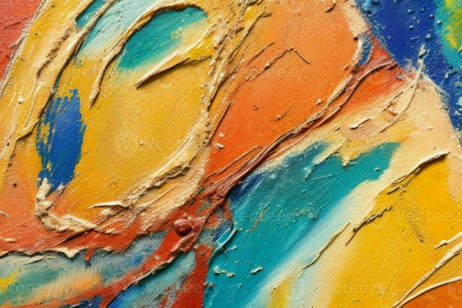 AI generated Closeup of impasto painting abstract rough colorful art painting texture background. Pro Photo