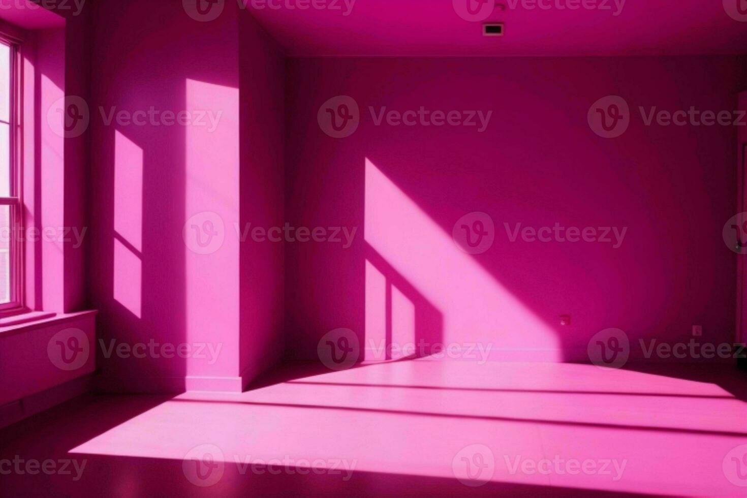 AI generated empty room with shadows and copy space. Pro Photo