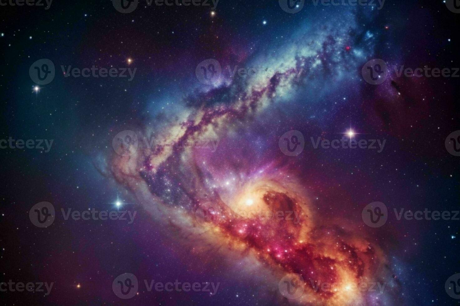 AI generated solar place galaxy, nebula, and stars flat lay background. Pro Photo