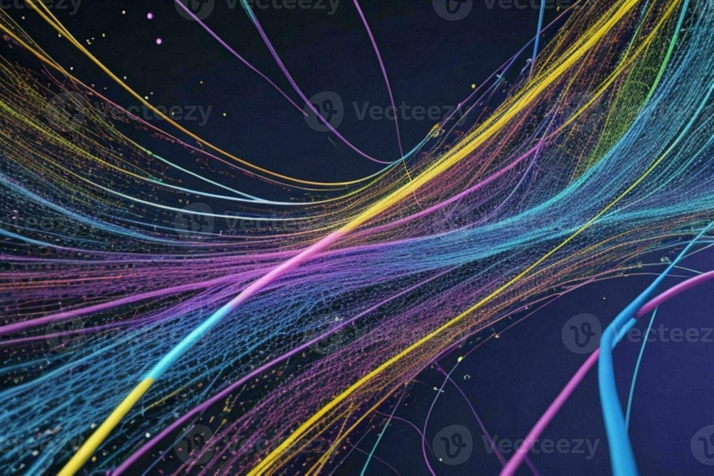 AI generated Network line of connecting stream with a wave of Futuristic abstract wave wallpaper background. Pro Photo