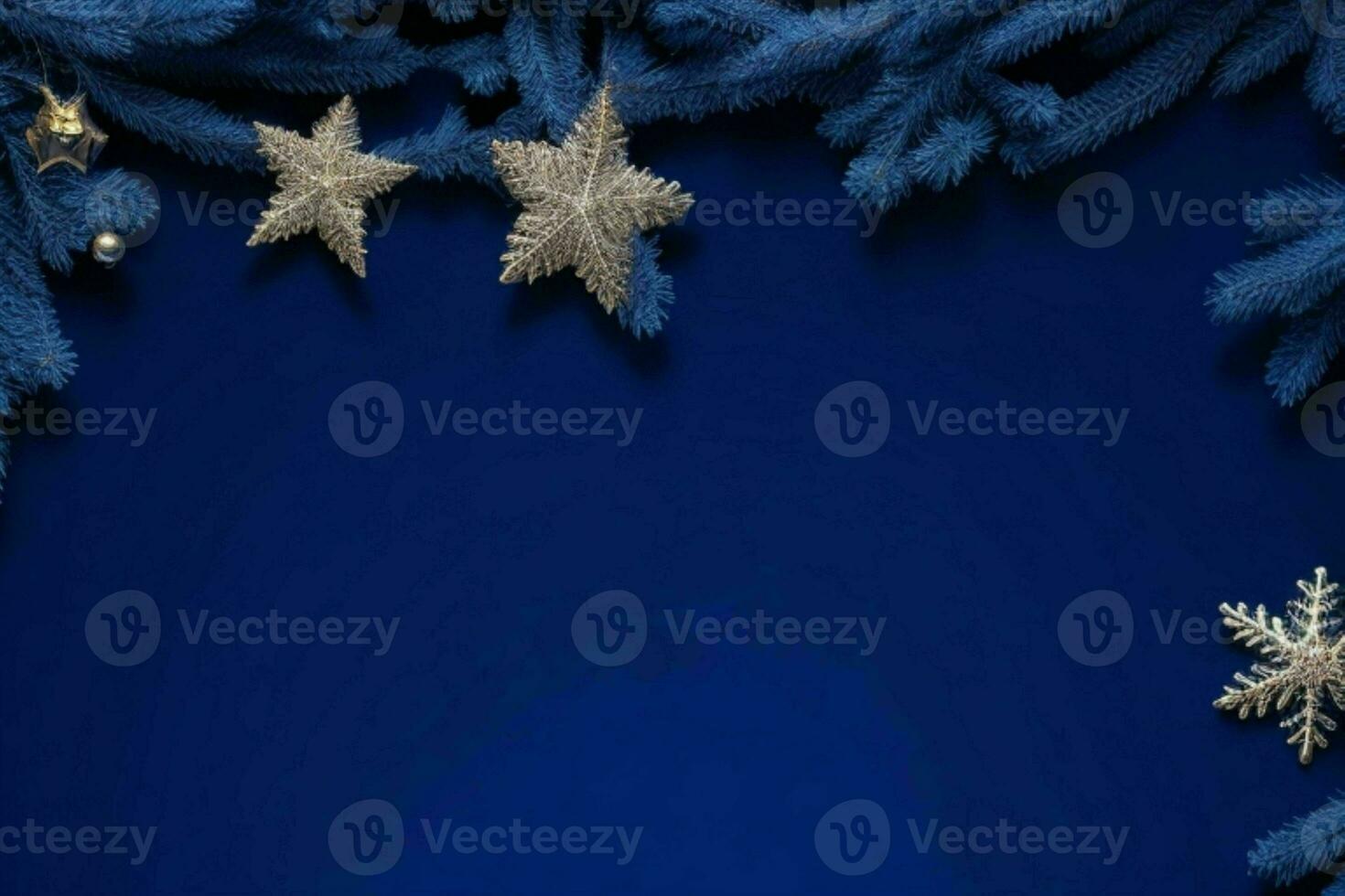 AI generated Blue background. Merry Christmas and New Year banner with Copy space. Pro Photo