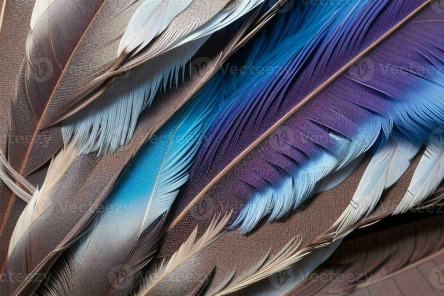 AI generated Closeup vibrant feather texture wallpaper background. Pro Photo