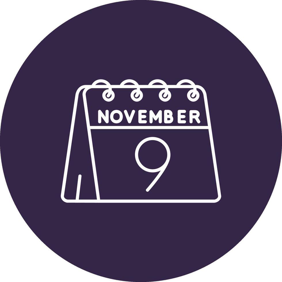 9th of November Line color circle Icon vector