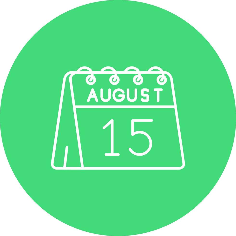 15th of August Line color circle Icon vector