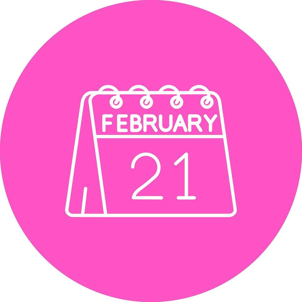 21st of February Line color circle Icon vector