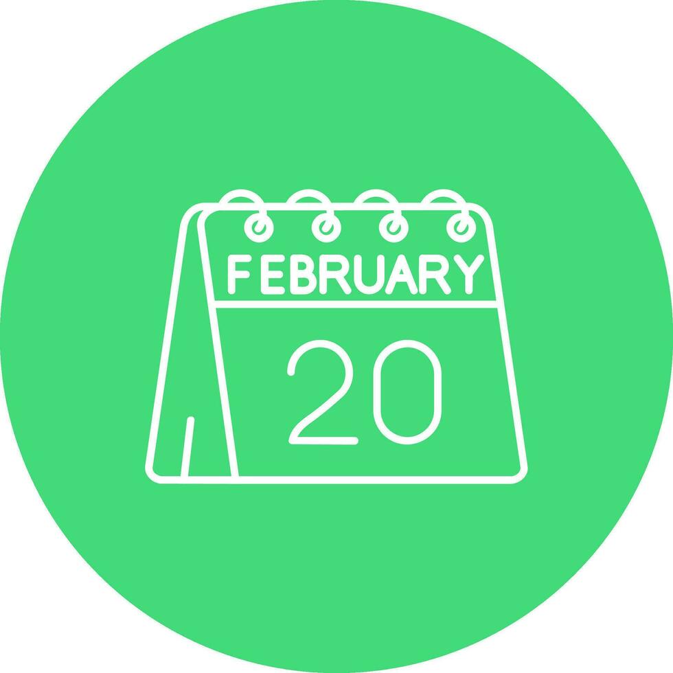 20th of February Line color circle Icon vector