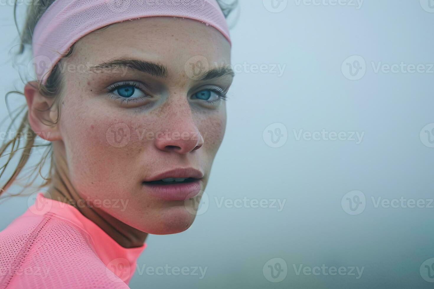 AI generated Determined young runner during a strenuous exercise photo