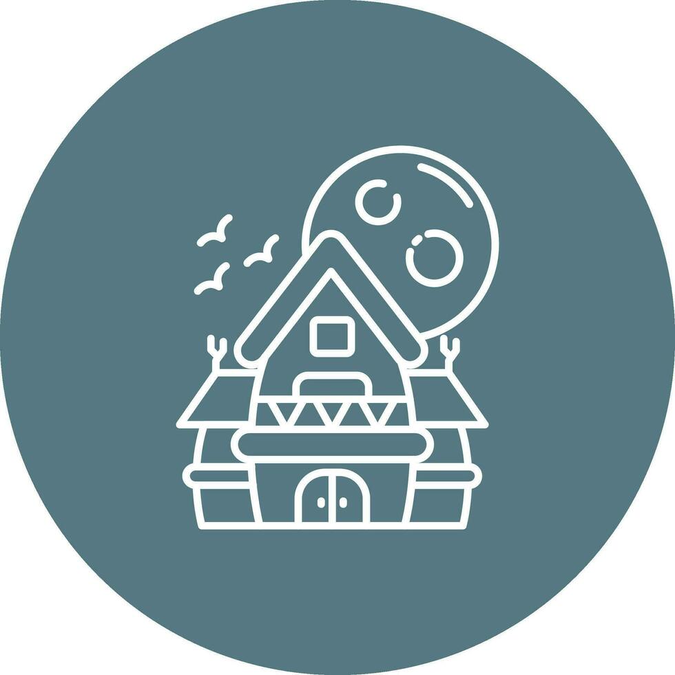 Haunted house Line color circle Icon vector