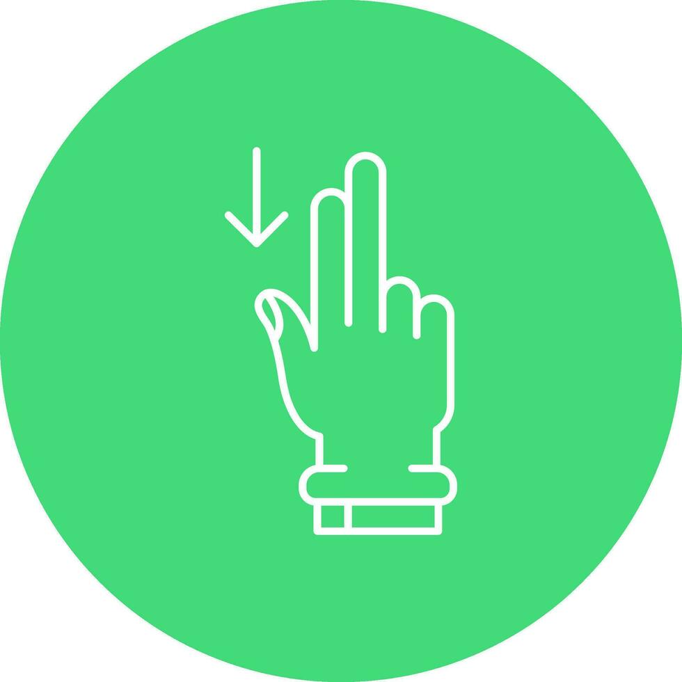 Two Fingers Down Line color circle Icon vector