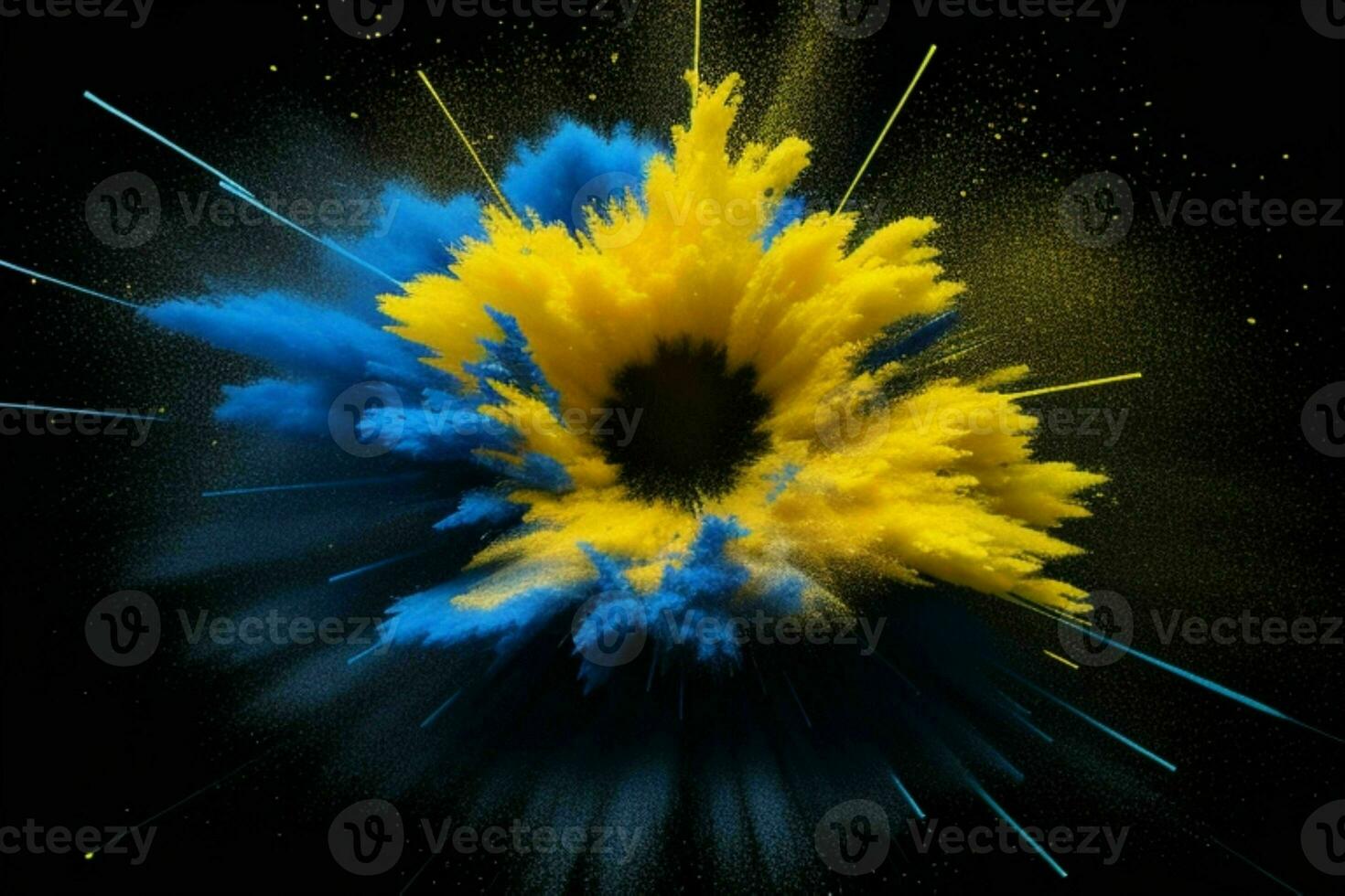 AI generated Radial vibrant powder explosion motion abstract wallpaper background. Pro Photo