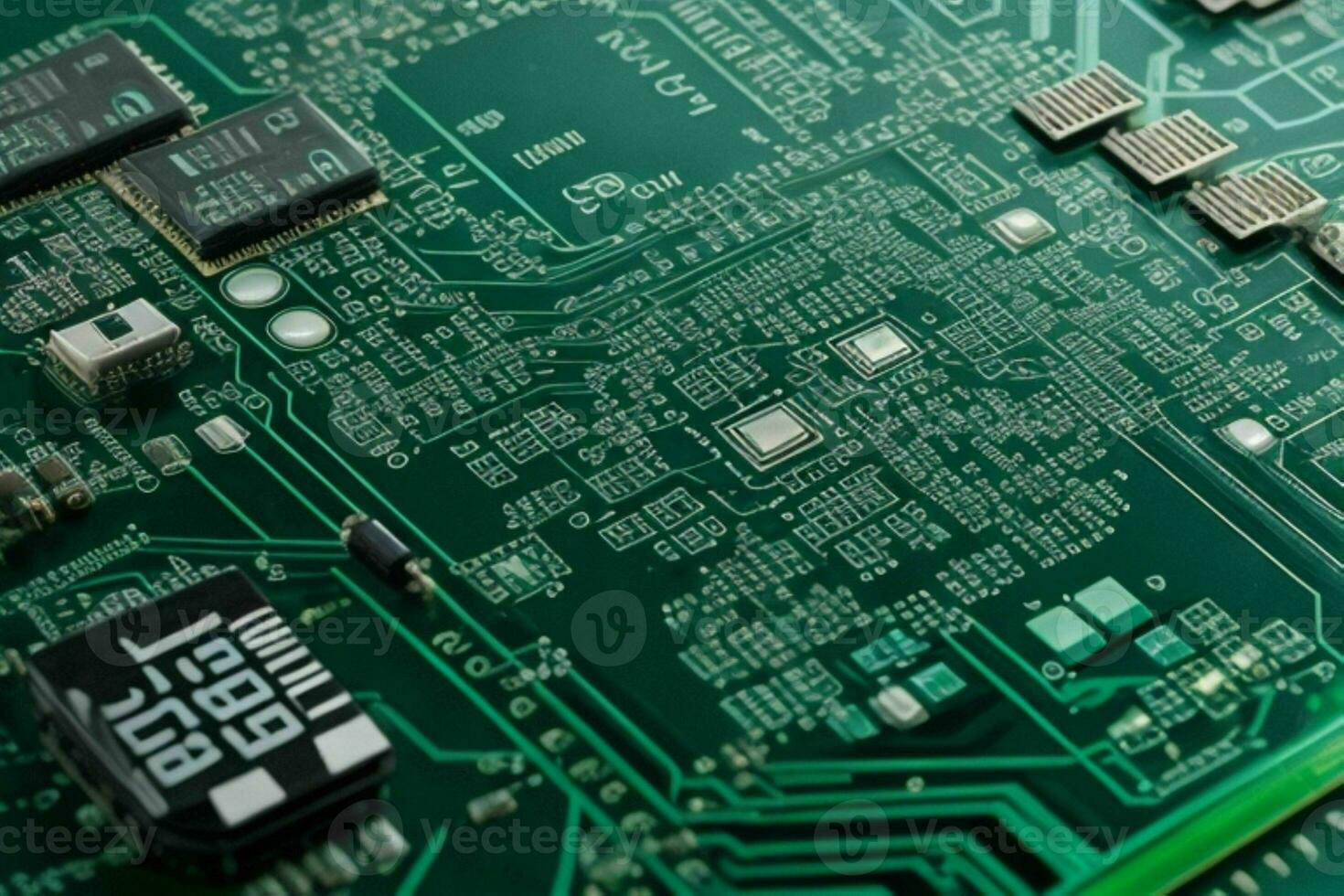 AI generated Circuit board background technology pattern. Pro Photo