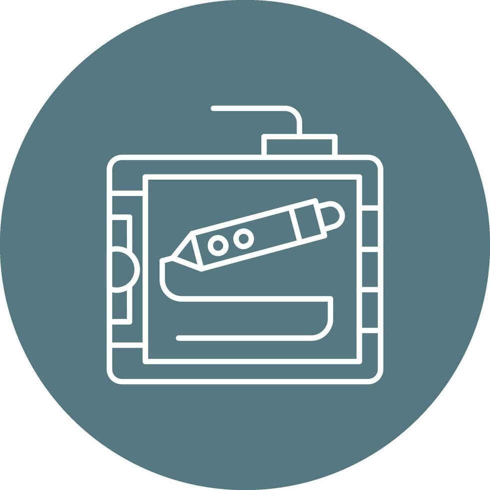 Drawing tablet Line color circle Icon vector