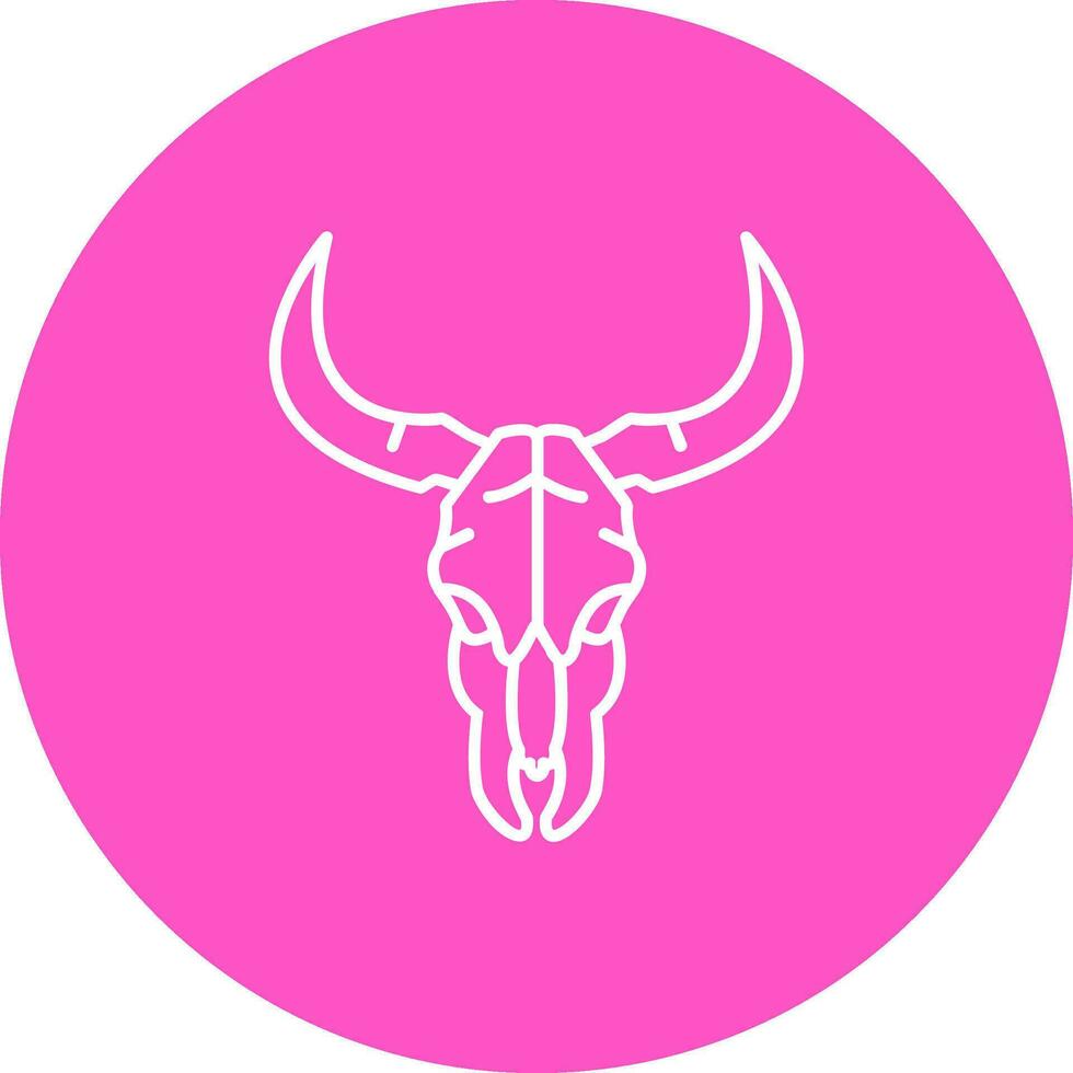 Bull skull Line color circle Icon vector