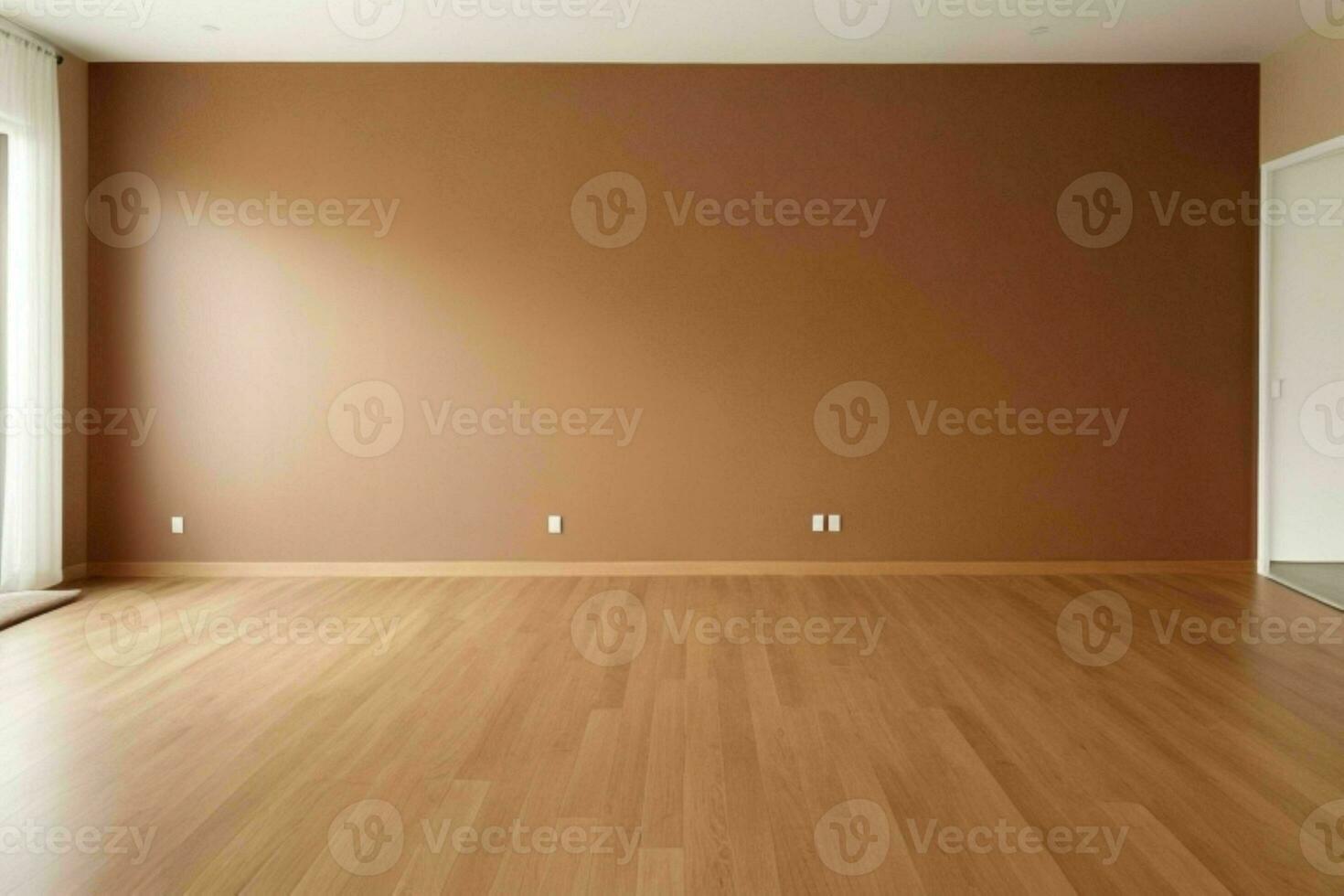 AI generated Minimalist empty room with walls and wood floor. Pro Photo