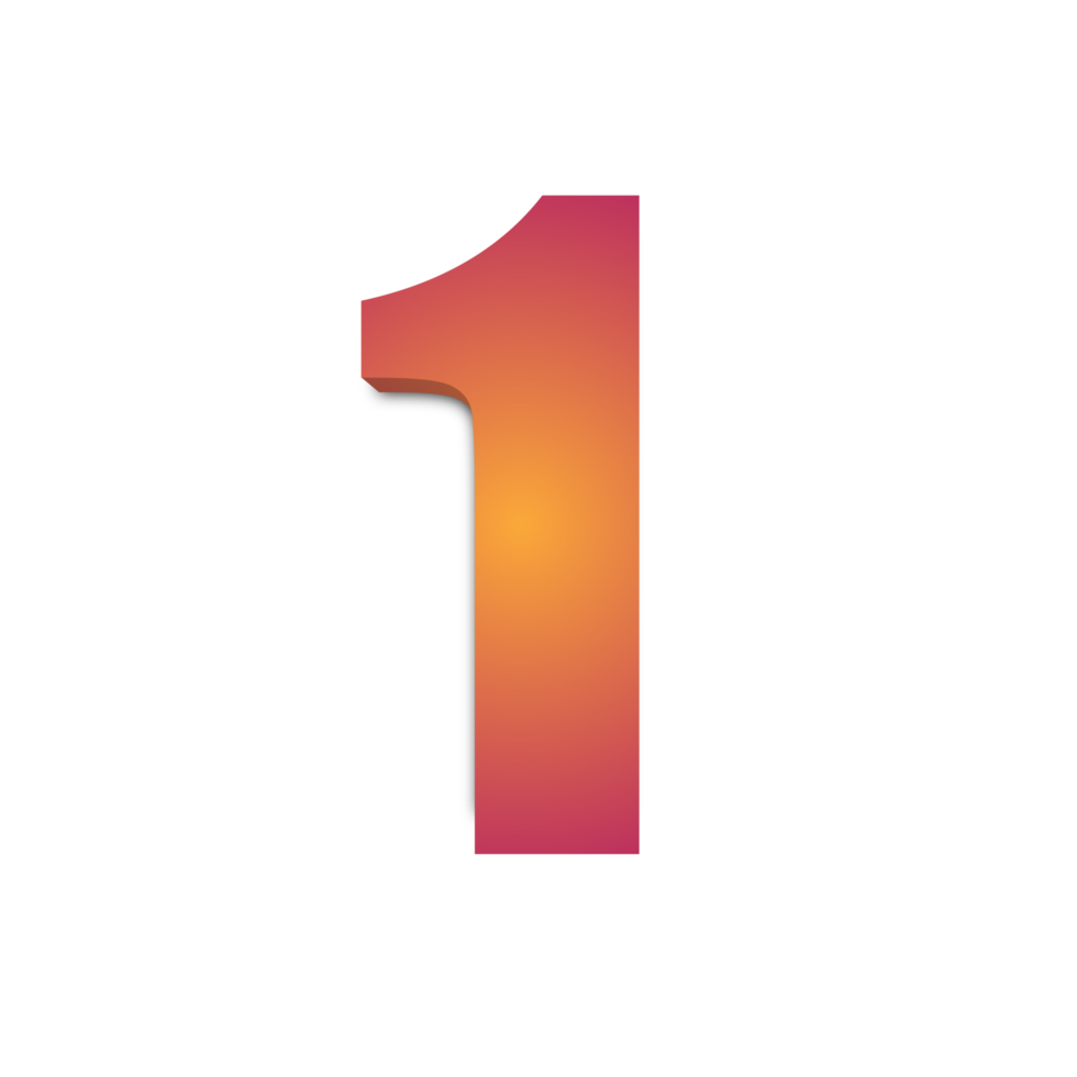One Number in gradient colours png
