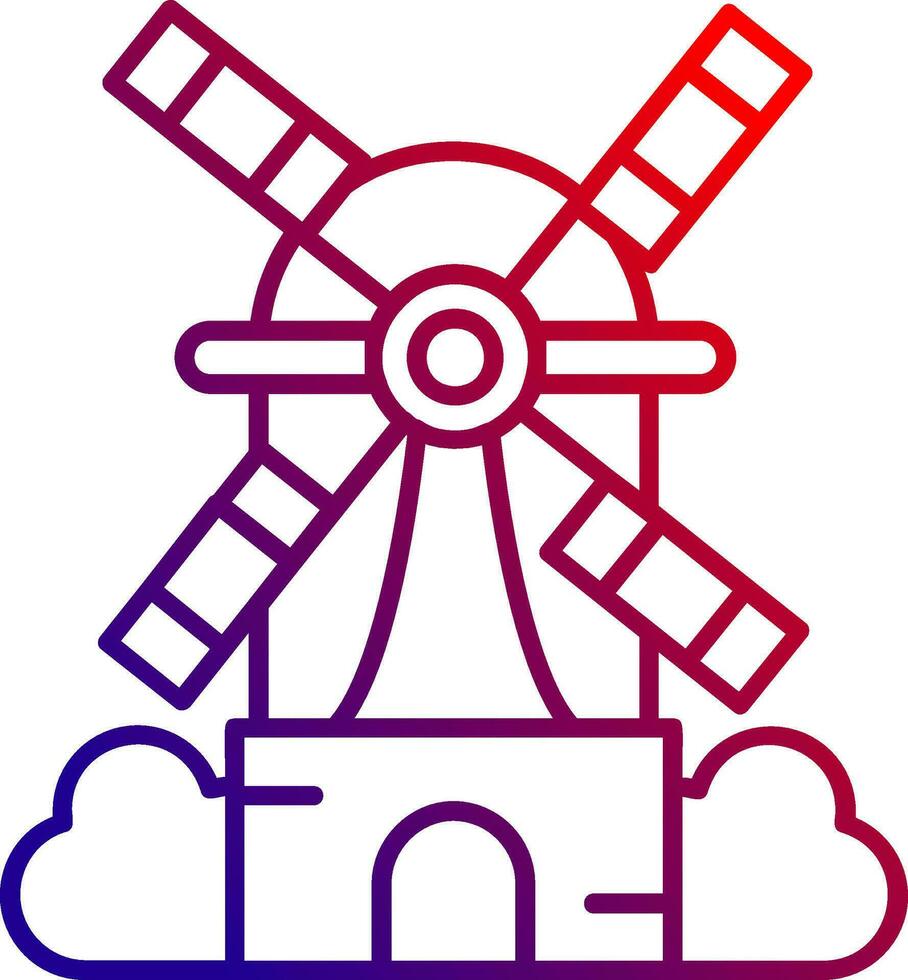 icono de gradiente de línea de molino de viento vector