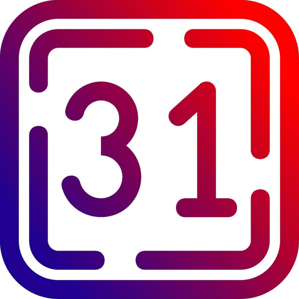 Thirty One Line gradient Icon vector