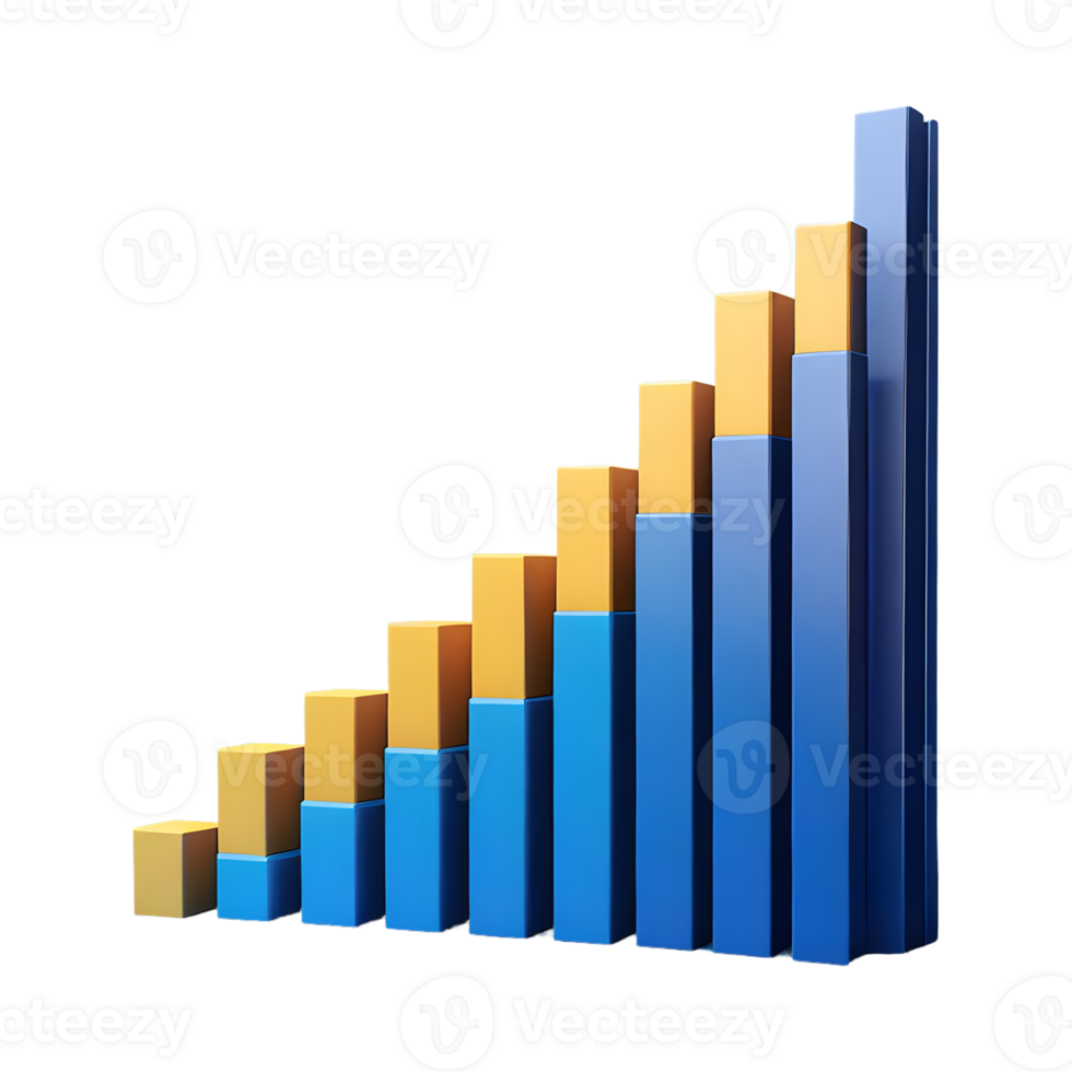 AI generated Success Bar Chart 3d isolated on transparent background png
