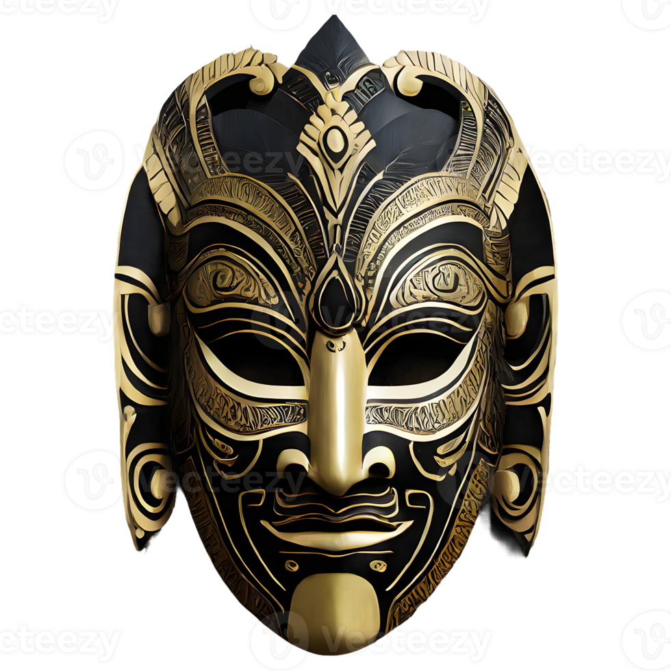 AI generated asian Tribal Mask isolated on transparent background png