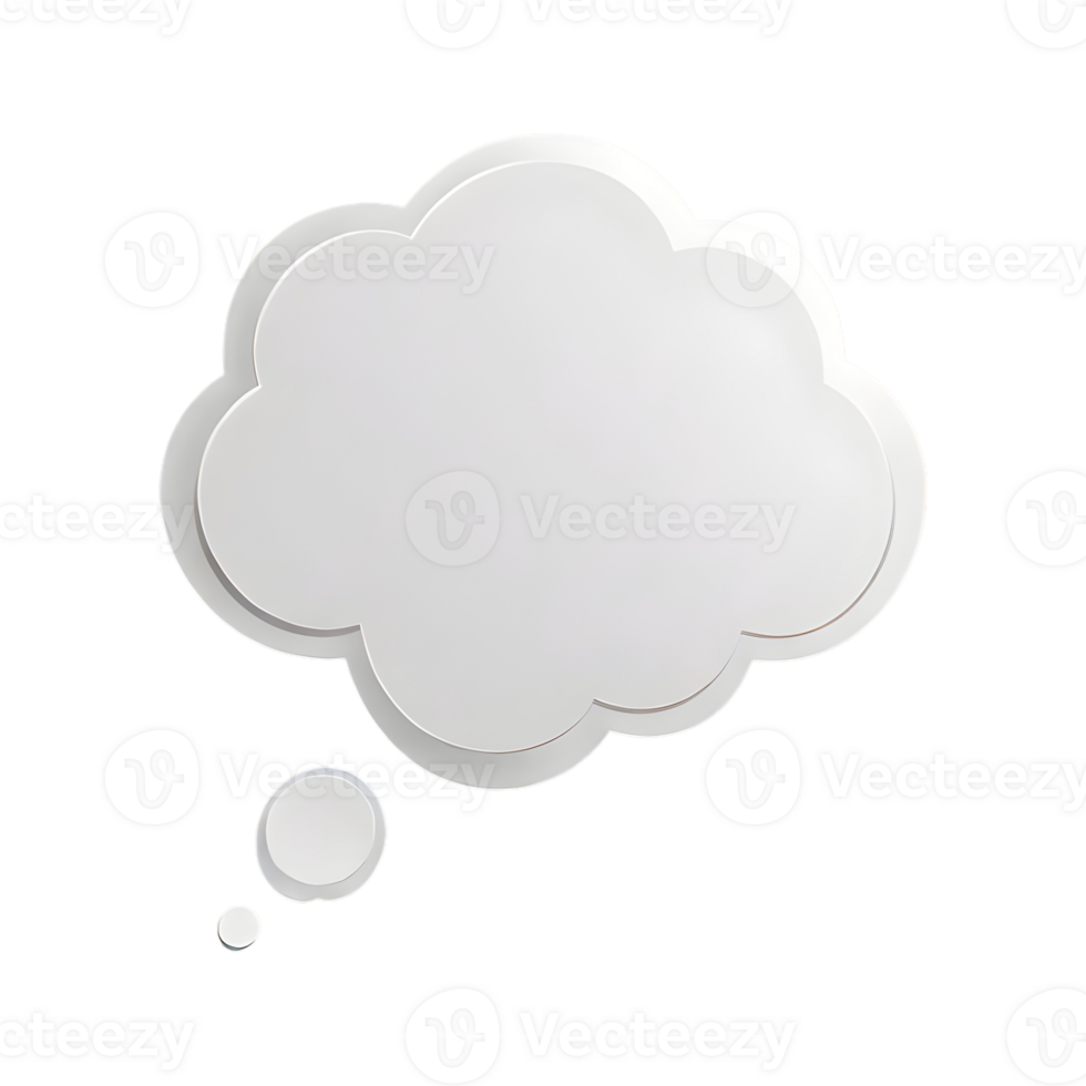 AI generated White Thought Bubble Round icon 3d isolated on transparent background png