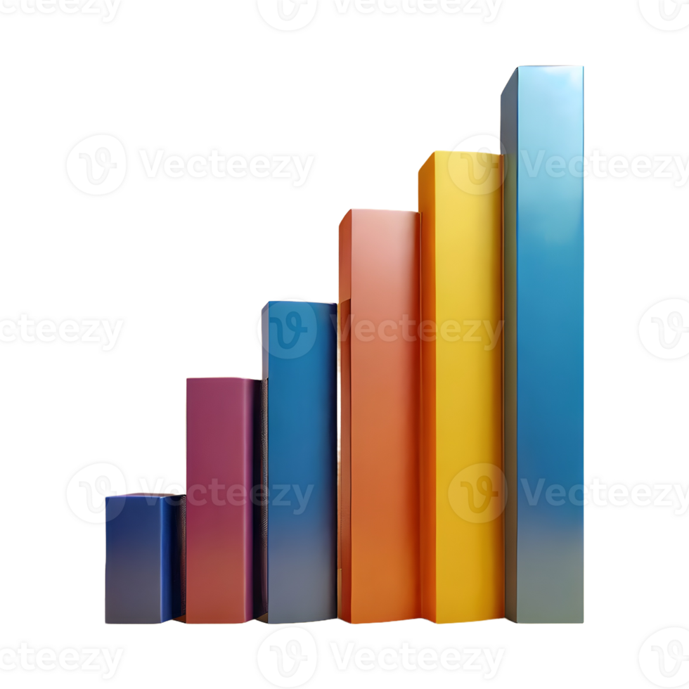 AI generated multi colior Bar Graph 3d isolated on transparent background png