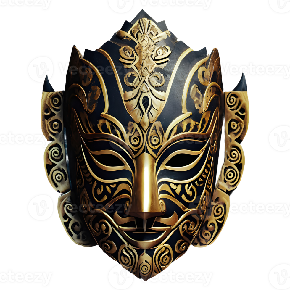 AI generated asian Tribal Mask isolated on transparent background png