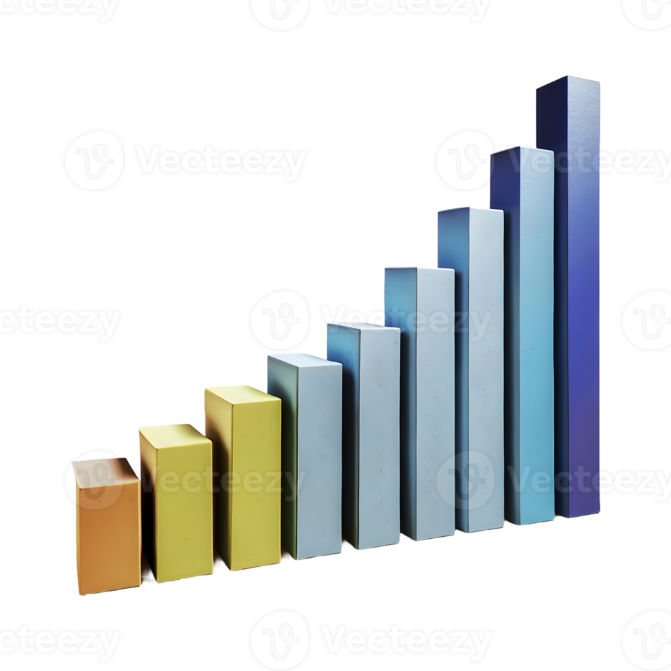 AI generated multi colior Bar Graph 3d isolated on transparent background png