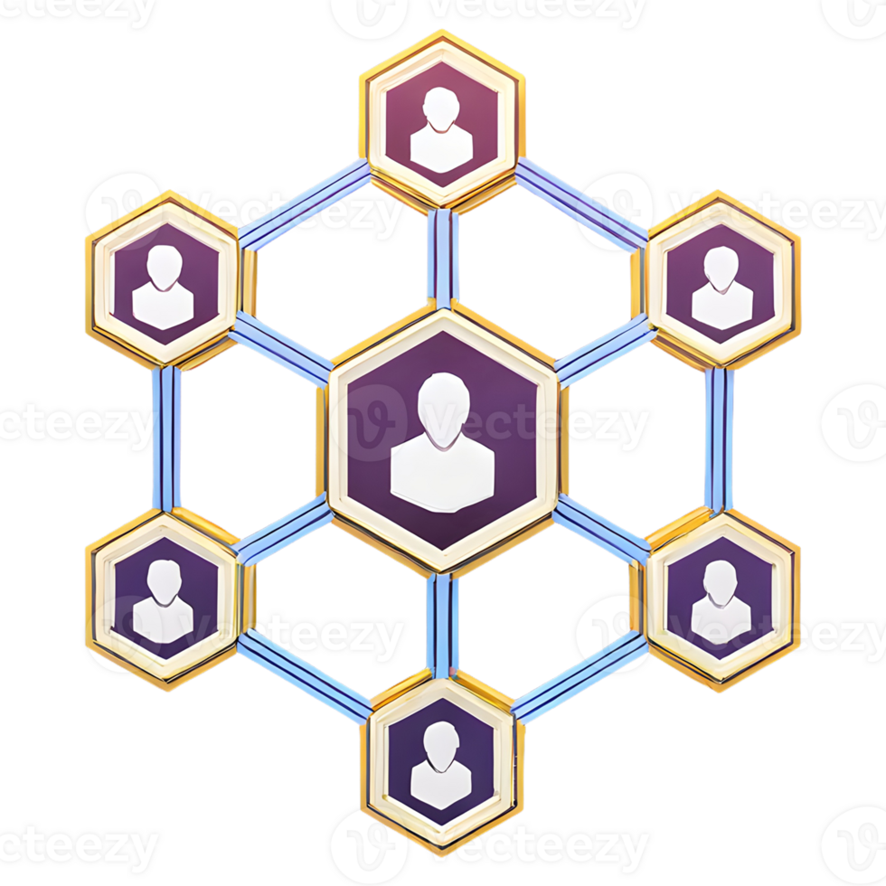 AI generated Connected Network symbol 3d isolated on transparent background png
