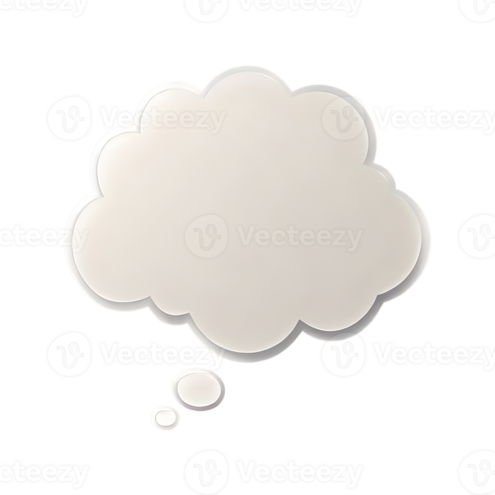 AI generated White Thought Bubble Round icon 3d isolated on transparent background png