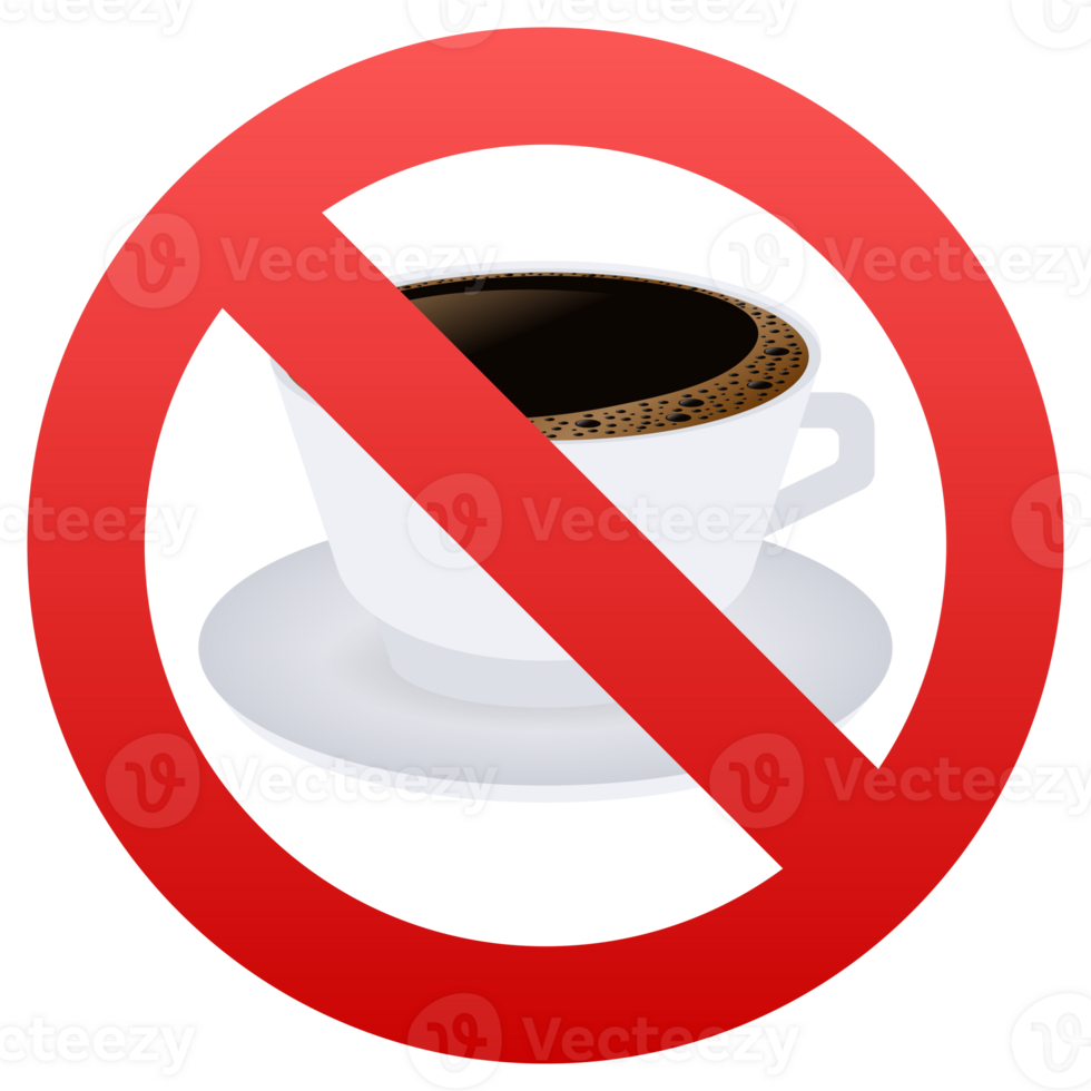 Nee koffie teken. Nee cafeïne voordat bedtijd. Nee meenemen icoon. png