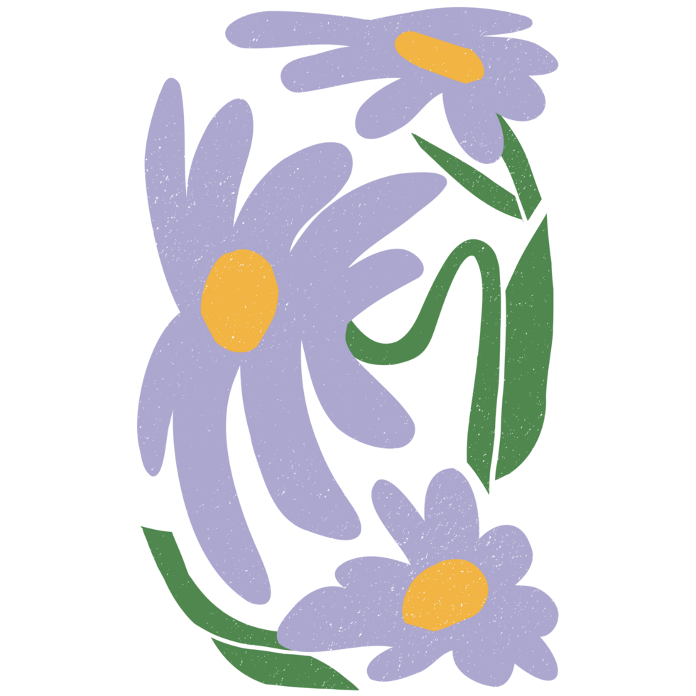 AI generated a purple flower with yellow centers on a transparent background png